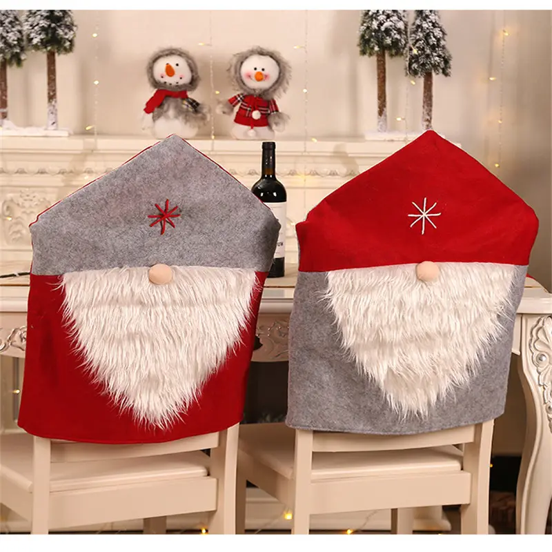 सांता क्लॉस लाल टोपी क्रिसमस कुर्सी सेट रेस्तरां सजावट घर सजावट के लिए छुट्टी सुंदर कुर्सी कवर