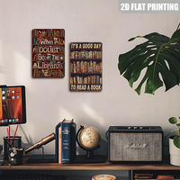 Cuando dudas, ve a la biblioteca, letrero metálico vintage, decoración de pared estilo estantería retro para amantes de los libros
