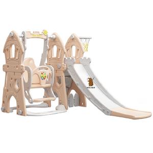 MIGO Bear centre commercial combiné <span class=keywords><strong>Cottage</strong></span> terrain de <span class=keywords><strong>jeu</strong></span> intérieur pour enfants Playhouse multi-combinaison en plastique bébé toboggan et balançoire - Product Image 1