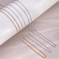 Chaîne en or massif 9K 14K 18K, vente en gros, collier pour femme, chaîne fine et plate, chaîne à maillons minuscules, bijoux réglables