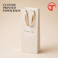 Sac cadeau de luxe en papier écologique personnalisé ODM pour bouteille unique de vin rouge, avec poignée à cordon, pour alcool