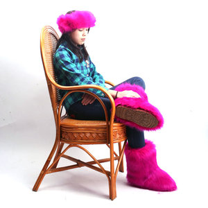 Bottes pour femmes en gros avec fourrure à la cheville, bottes pour femmes en fourrure de raton laveur - Product Image 4