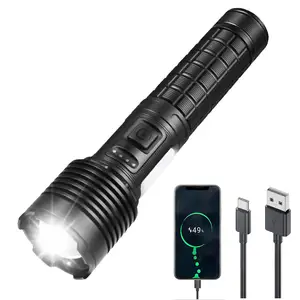 Strong XHP50 Zoom High Power Torch Light Led Flashlight Long Range Powerful Super Bright Powerful Rechargeable Led Flashlight