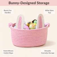Panier de Pâques en corde de coton avec logo couleur personnalisé, OEM ODM, panier de rangement tissé à la main pour cadeaux de Pâques, vente en gros DIY