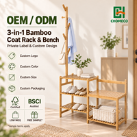Porte-manteau en bambou avec banc à chaussures – Vente en gros, écoresponsable, durable, support autoportant pour vêtements, idéal pour la maison moderne