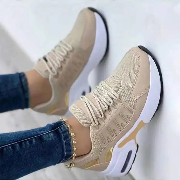 Wedge Platform Sneakers 2022 New Fashion Plus Size Casual Sports Shoes Women Lace-up Mesh Breathable Women's Vulcanized Shoes