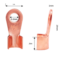 Terminal Circular de Cobre Fino OT-30A de 6.2mm, Conector de Cable con Terminales Abiertos, Superficie de Cobre Rojo, 1000V, para Uso con Baterías