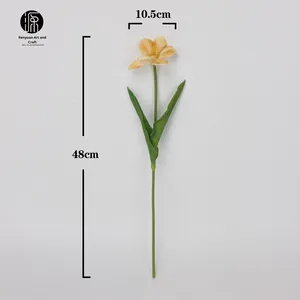 Vendita diretta in fabbrica Brownie Tulip 3D PU fiore artificiale a mano materiale per decorazione domestica imitazione pittura a olio Bouquet - Product Image 5