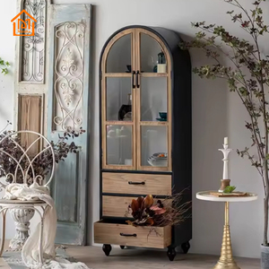 Phong cách Châu Âu Thiết kế phòng khách đồ nội thất đầu giường tổ chức tủ gỗ với ngăn kéo hiển thị sideboard cong - Product Image 1