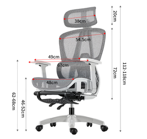 Silla de Oficina Gris de Alta Gama con Reposacabezas y Respaldo Ajustables, Silla de Malla de Diseño Moderno con Base de Metal, Venta al Por Mayor - Product Image 4