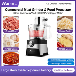 Mond.uk Picadora de <span class=keywords><strong>Carne</strong></span> Comercial de 600W, Procesador de Alimentos, Rebanadora, Trituradora Multifunción, Picadora de Jengibre y Ajo, 30 Minutos de Trabajo Continuo - Product Image 1