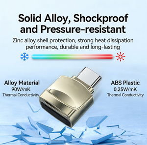 Внешний высокоскоростной кардридер Type-C USB из алюминия для Android и компьютеров/планшетов, конвертер карт памяти CF/SD/TF - Product Image 3