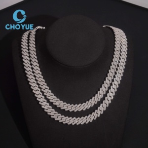 ลดราคาพิเศษ สร้อยคอเงินแท้ S925 ขนาด 12 มม. แบบ Cuban Link 2 แถว ประดับเพชรโมอิสซาไนต์ สไตล์ฮิปฮอป เครื่องประดับคุณภาพสูง สร้อยคอผู้ชาย ผ่านการทดสอบเพชร GRA - Product Image 1
