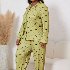 Pigiama <span class=keywords><strong>da</strong></span> <span class=keywords><strong>Donna</strong></span> <span class=keywords><strong>Taglie</strong></span> <span class=keywords><strong>Forti</strong></span> SMOOTH in Seta di Latte, Cardigan a Maniche Lunghe per Autunno e Inverno, Set Pigiama Femminile - Product Image 4