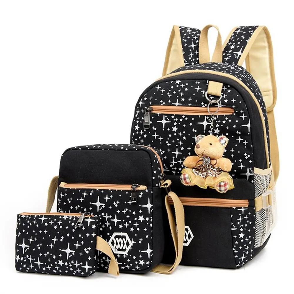 Amiqi 3pcs/set School Bags For Girls Women Backpack School Bags Star Printing Backpack Schoolbag Women Travel Bag Rucksacks