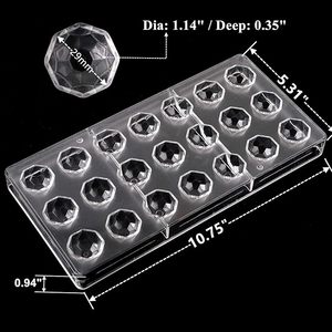 Moule à chocolat en polycarbonate à 21 grilles Plateau flexible en forme de diamant pour la fabrication de bonbons <span class=keywords><strong>Praline</strong></span> Truffes Bonbons Chocolat acrylique - Product Image 2