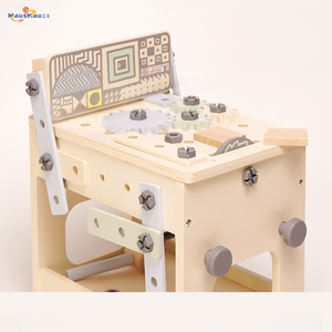 MarsMarie <span class=keywords><strong>Bois</strong></span> Montessori Outil Établi CPC Certifié Vis Écrou Assemblage Conseil Motricité Fine Modèle <span class=keywords><strong>Jouet</strong></span> Faire semblant Jouer - Product Image 2