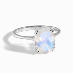 925 Sterling Silver rainbow Oval <strong>Moonstone</strong> <strong>Ring</strong> Women Real Gemstone Oval Engagement Fine <strong>Ring</strong> - Product Image 4