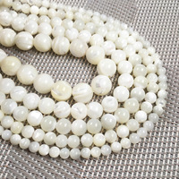 Perles rondes en coquille de Trochus d'eau douce de plusieurs tailles, de 2 à 6 mm, perles polies en vrac pour la fabrication de colliers, bracelets, boucles d'oreilles et bijoux DIY