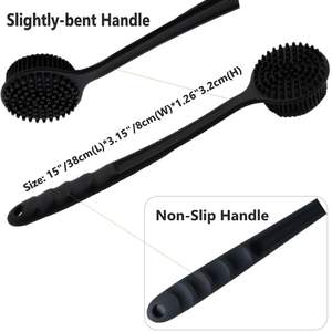 Brosse de douche moderne double face à long manche en silicone avec poils exfoliants pour le gommage corporel - Product Image 3