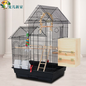 Volière de Luxe à Double Toit de Style Européen en Métal pour Perroquets, Grandes Volières d'Élevage pour Cockatiels, Perruches et Agapornis - Product Image 1