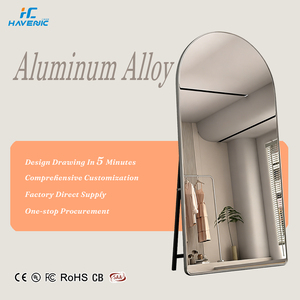 <span class=keywords><strong>Miroir</strong></span> sur pied surdimensionné avec cadre en aluminium, film <span class=keywords><strong>de</strong></span> sécurité en verre HD, grand <span class=keywords><strong>miroir</strong></span> <span class=keywords><strong>de</strong></span> dressing, <span class=keywords><strong>miroir</strong></span> <span class=keywords><strong>de</strong></span> corps entier arqué pour la maison - Product Image 1