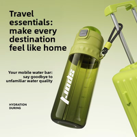 Bouteille de sport portable en PC incassable avec paille intégrée et graduations, pour fitness en extérieur, pour hommes, été, pour boisson directe