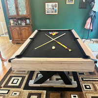 Vente en gros de table de billard marron avec finition rustique pieds en forme de K coussins en MDF pour usage domestique
