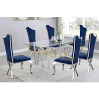 Morden Ensemble table à manger 4 chaises meubles de salle à manger table à manger en métal table à manger en verre pour les USA