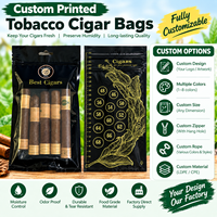 Sacs à cigares personnalisés imprimés, refermables avec fermeture éclair, avec fenêtre transparente, pour l'emballage des cigares