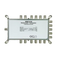 Multicommutateur satellite Highfly MSQ512 5x12 avec amplificateur 950-2150MHz, 4 SAT + 1 Terre, 12 Quattro Quad LNB 4K Ultra HD DVB-S2