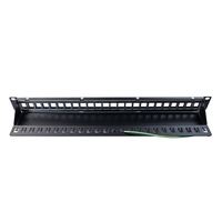 Panel Patch Keystone Kosong 1U 24 Port 19 Inch Cat6 RJ45 UTP Rak Mount Plastik & Baja