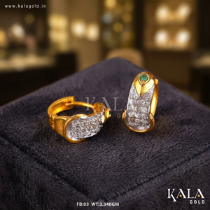 Boucles d'oreilles créoles fantaisie à clipser en or pur 18 carats avec pierre de diamant à la mode pour les occasions et cadeaux de fête des mariées pour femmes - Product Image 2