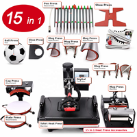 Machine d'impression de t-shirts 15 en 1, presse à chaud combinée, machine de transfert thermique par sublimation pour tasses, maillots, chapeaux, chaussures, stylos, coques de téléphone, ballons