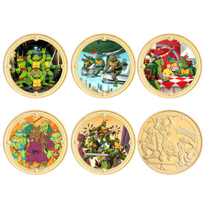 Venta al por Mayor de 5 Monedas de Oro con Personajes de Películas Americanas y Monedas Conmemorativas de Metal de las Tortugas Ninja, Perfectas para Coleccionar o Regalar - Product Image 1