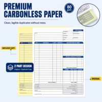 Libro de Formularios de Trabajo sin Carbón 8.5x11, Libro de Facturas de Trabajo A4 de 2 Partes, Formulario de Reparación Automotriz con Logotipo Personalizado, Libro de Recibos de Ventas A6
