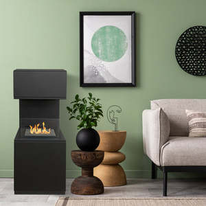 DIVINA FIRE Chimenea de bioetanol OSLO negro interior exterior diseño de piso chimeneas independientes Calentador L38xD38xH100cm - Product Image 2