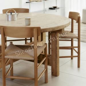 Chaise de salle à manger en bois de frêne de couleur noyer, prix de gros américain, tissage de siège, café, restaurant, chaise de salle à manger Borge Mogensen, chaises avec dossier - Product Image 1