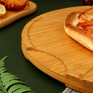 Tagliere per <span class=keywords><strong>Pizza</strong></span> antiaderente 6/8 scanalature per <span class=keywords><strong>Pizza</strong></span> in bambù Peel Laser Logo un lato 6 scanalature un altro lato 8 scanalature portatarga - Product Image 3