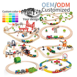 Jouet <span class=keywords><strong>en</strong></span> <span class=keywords><strong>bois</strong></span> <span class=keywords><strong>Train</strong></span> ensemble de chemin de fer de luxe enfants échelle piste voiture jouets véhicule fente jouets pour enfants de 3 ans - Product Image 1