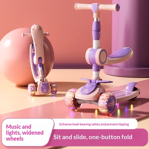 Nuovo Monopattino Pieghevole in Plastica Tre-in-uno per Bambini, Altezza Regolabile, Freno Posteriore, per Uso Esterno, <span class=keywords><strong>3</strong></span>+ Anni, per Bambine e Bambini - Product Image 3