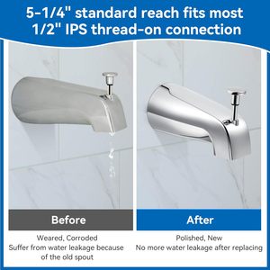 La bañera de baño universal se adapta a la bañera de montaje frontal de pared de alcance de 4 pulgadas con desviador de <span class=keywords><strong>ducha</strong></span> 1/2 ''IPS grifo de bañera de rosca interior - Product Image 4