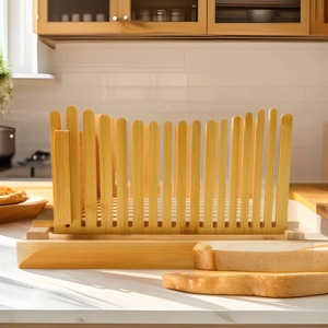 เครื่องตัดขนมปังไม้ไผ่ 32X21.2X19.5 ซม. ถาดเก็บเศษขนมปังแบบพับได้ เครื่องมือทำขนมในครัว - Product Image 1