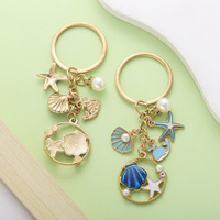 Porte-clés en alliage en forme de goutte d'huile, étoile de mer, dauphin, coquillage, pendentif cadeau, bijou de sac pour fille, exquis et haut de gamme