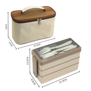 Boîte à bento portable en plastique à 3 couches pour enfants, grande capacité, réutilisable, avec couverts - Product Image 5