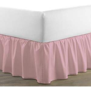 Falda de Cama con Volantes, Tamaño Completo, Color Rosa Sólido, 18 Pulgadas de Profundidad, Estilo Clásico, 100% Algodón, para Uso Doméstico - Product Image 1