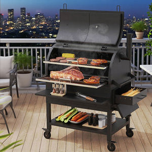 <span class=keywords><strong>Barbecue</strong></span> de style américain rond pour fumoir commercial moderne à <span class=keywords><strong>double</strong></span> couche pour fumer lentement du charbon de bois/au feu de bois - Product Image 4