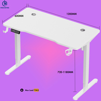 Table de jeu électrique moderne à double moteur réglable en hauteur bureau d'ordinateur à LED bureau d'ordinateur pliable automatique à dessus épissé durable