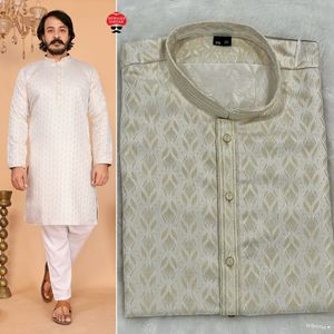 Premium Heavy Designer Collection Premium Ethnic Wear Heavy Jacquard Silk Kurta Pijama Set Hecho De Algodón Suave - Product Image 2