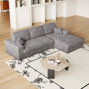 Sofá Reclinable Convertible 2 en 1 de Esponja, Diseño en Forma de L, Modular, Ecológico, Ideal para Apartamentos, de Corduroy Moderno, Marca Oehome - Product Image 3